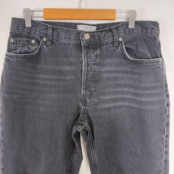 Free People Cropped Distressed Jeans Black Blown Out Knees Size 29 - Picture 2 of 14